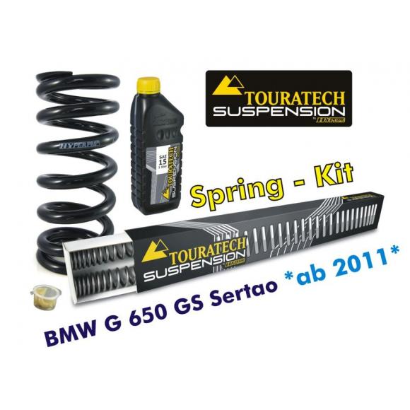 Progressive exchange springs for fork and shock absorber tube, BMW G650GS Sertao from year 2011