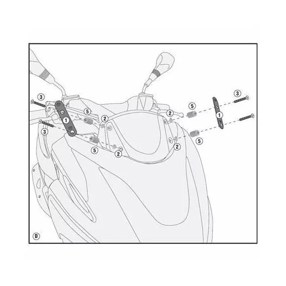 Givi clear windscreen mounting kit for Yamaha Tricity 125-155