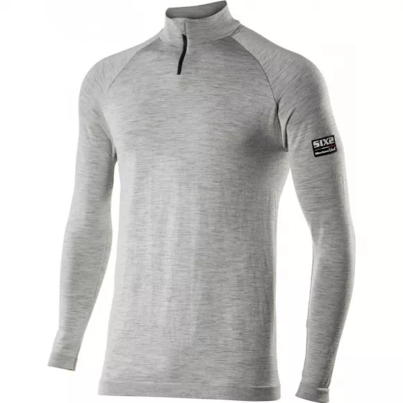 Carbon Merinos Wool® Long Sleeve / High Neck Technical T-Shirt with Carbon Merinos Wool® zipper SIXS