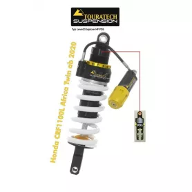 Explore HP/PDS Level 2 shock absorber by Touratech Suspension for Honda Africa Twin CRF1100L/ CRF1000L (2018-)/Adv Sports