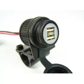 Motorcycle 12-24V dual USB plug for 22 mm / 25 mm handlebars