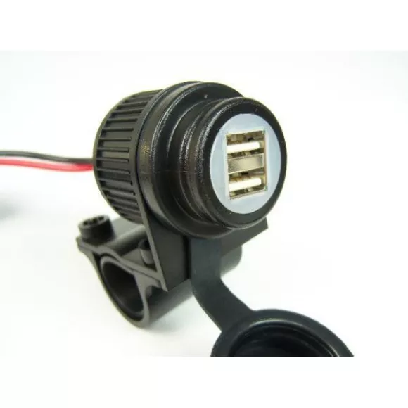 Motorcycle 12-24V dual USB plug for 22 mm / 25 mm handlebars